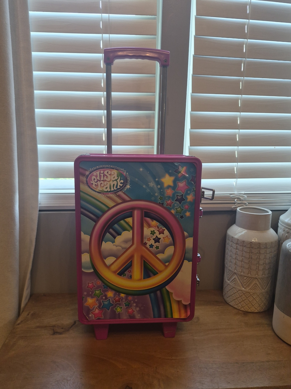 Lisa Frank Pink Peace Sign Rolling Case for Kids